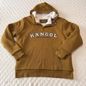 Kangol Men's Workwear Sherpa Lined Waffle Hoodie Brown Size L New With Tags